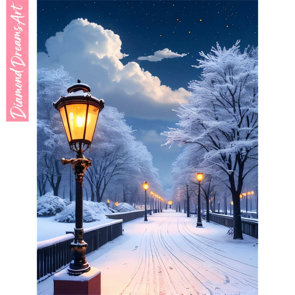 Photo Mosaic Print - 5D DIY Diamond Painting Snow Street